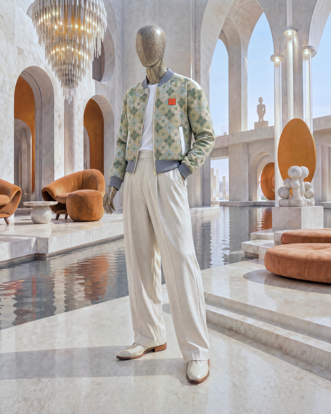 Sage Green Embroidered Linen Bomber